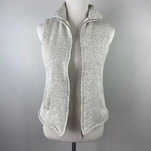 Altar'd State Herringbone Sherpa Lined Vest Grey White XS JKX1047-F18